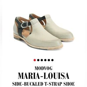 FLUEVOG Sz 10 Modvog Maria-Louisa T-Strap Smooth Leather  Colour Block Sandals